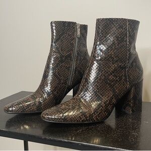 Zara Snakeskin Faux Leather Ankle Boots